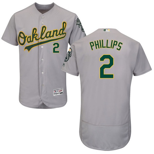 Athletics #2 Tony Phillips Grey Flexbase Authentic Collection Stitched MLB Jersey - Click Image to Close